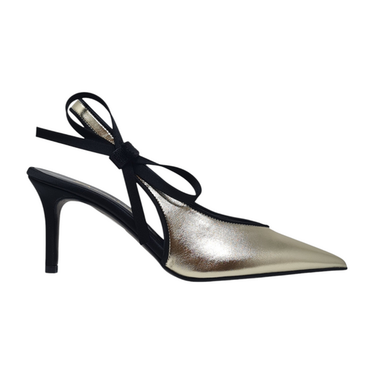 Platinum slingback with bow PE63/1892C