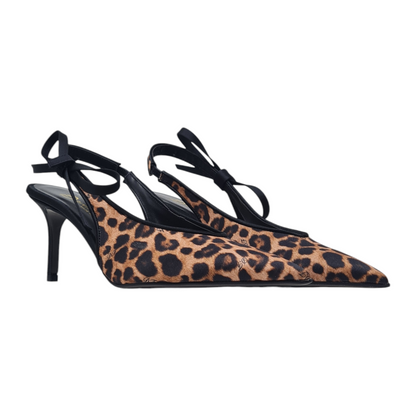 Leopard slingback with bow PE63/1892M