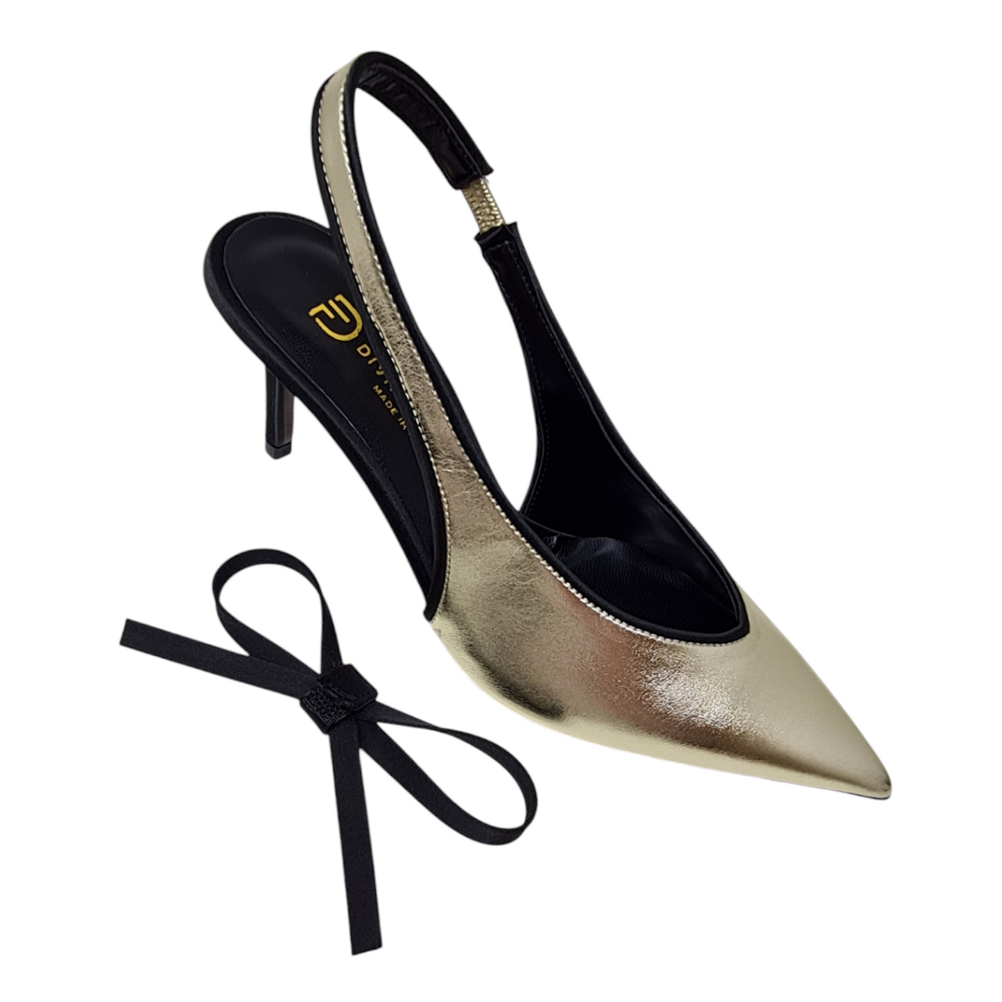 Slingback platino con fiocco PE63/1892C