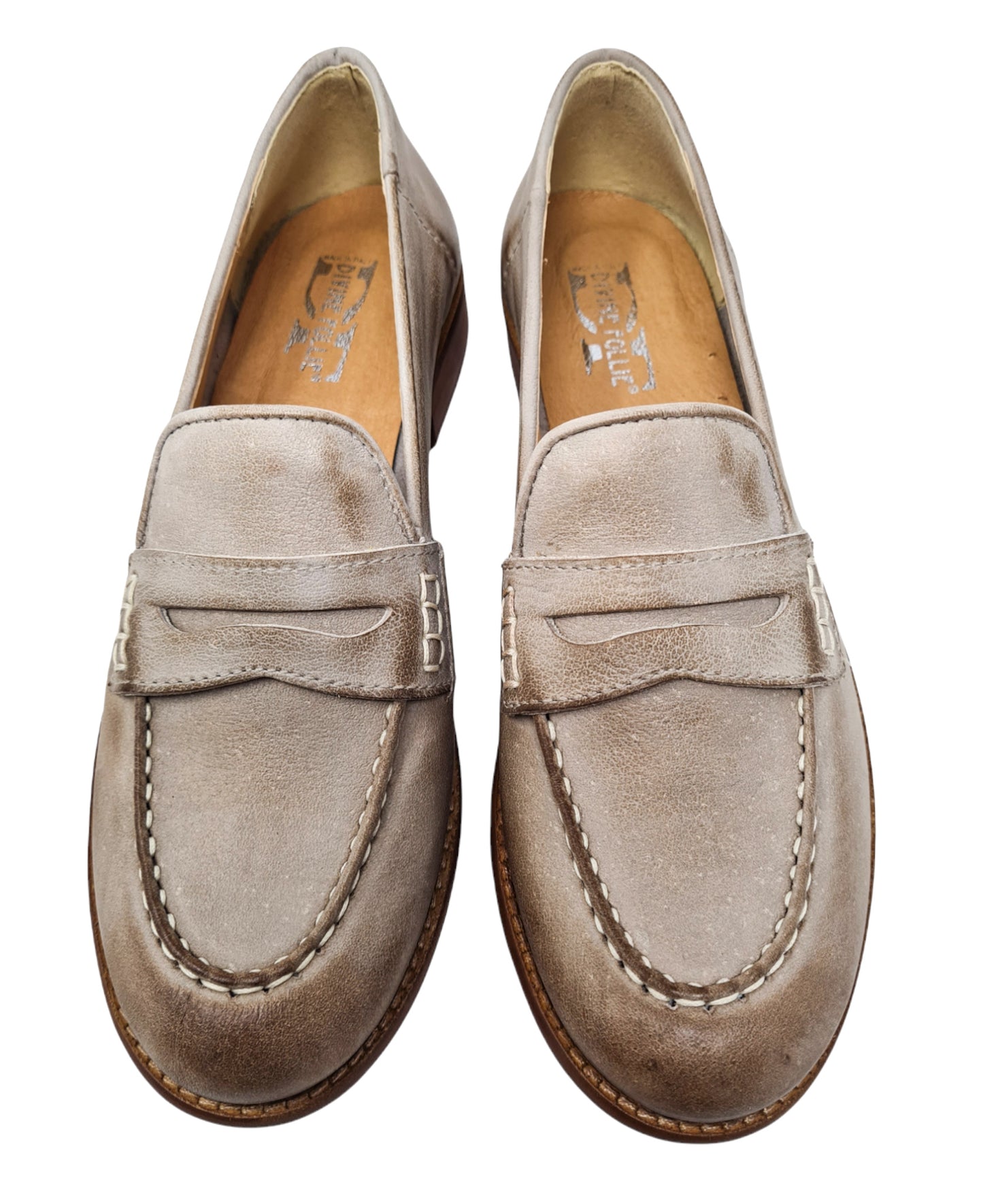 Women's taupe leather moccasin 38/060