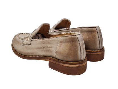 Women's taupe leather moccasin 38/060
